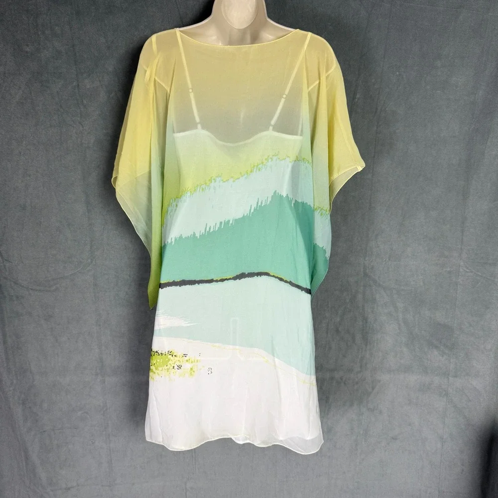 Soma Intimates Kaftan Cover Up Sz S Shirt and Slip Set Abstract Print Nightgown‎
